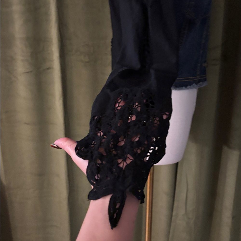 Casadei denim / Black Lace Detail jacket, US6 - Picture 7 of 10